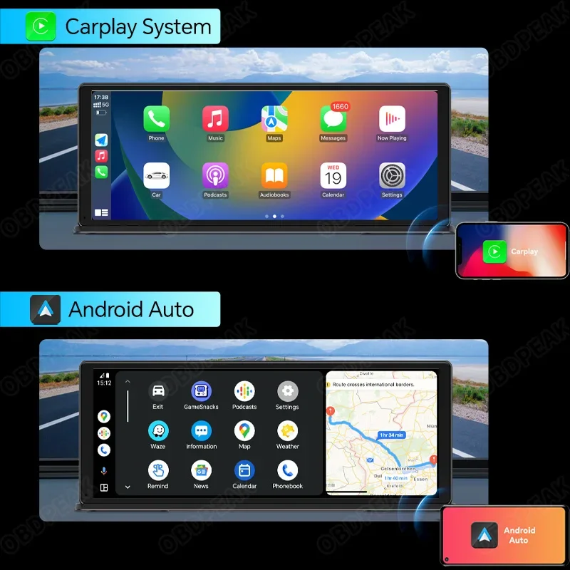 11.3 inch  Wireless Carplay Android Auto Multimedia Video Player Mirrorlink Touch Screen DVR  AUX BT FM  GPS Navigatio 5G WiFi