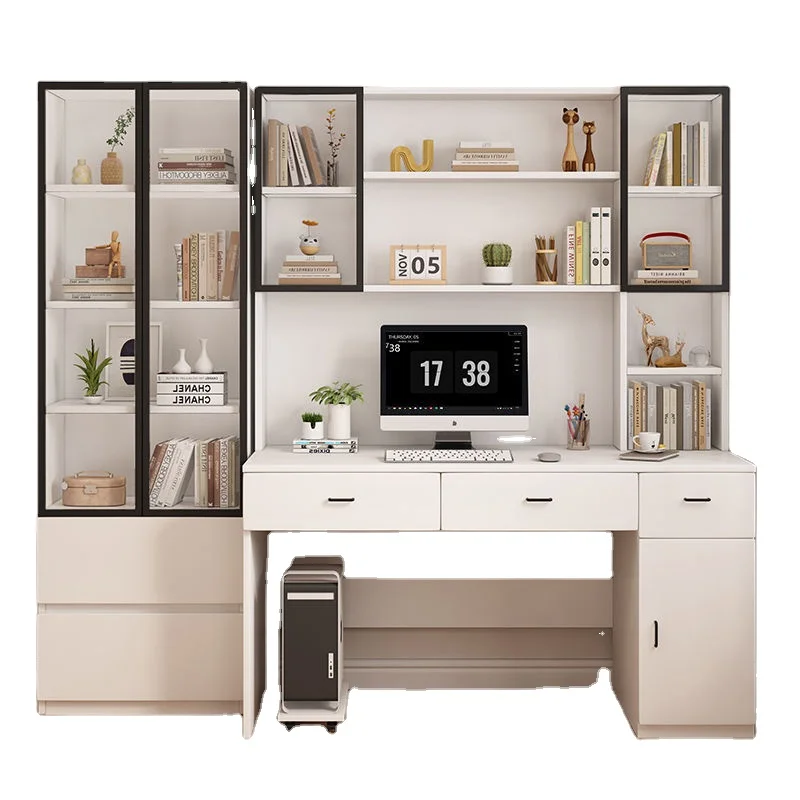 -Voor hoogwaardige eenvoudige kinderstudeertafel Houten bureau met boekenkast Boekenplank Kantoorcomputerbureau Studentenstudietafel^