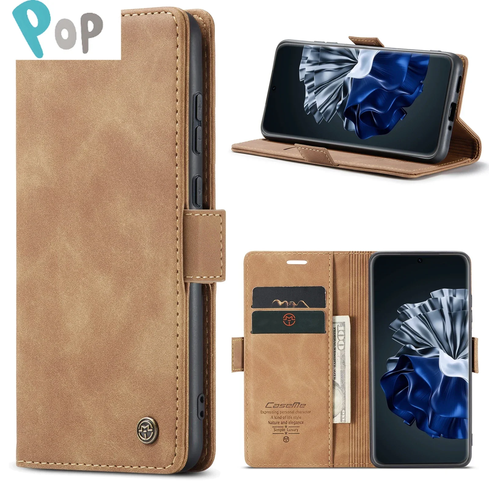

Business Flip Leather Wallet Phone Bag Case For Huawei P60 Pro Card Slot Stand Support Magnetic Closure Cover for P 60 Art Coque