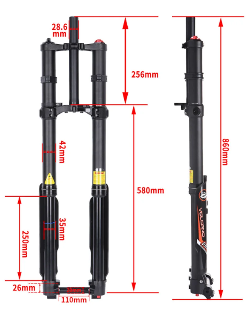 Double Shoulder Fork DNM USD-8N DH FR Bike Air Suspension, 110x20mm Boost, 26, 27.5 Travel, 200mm,  Downhill, High Quality