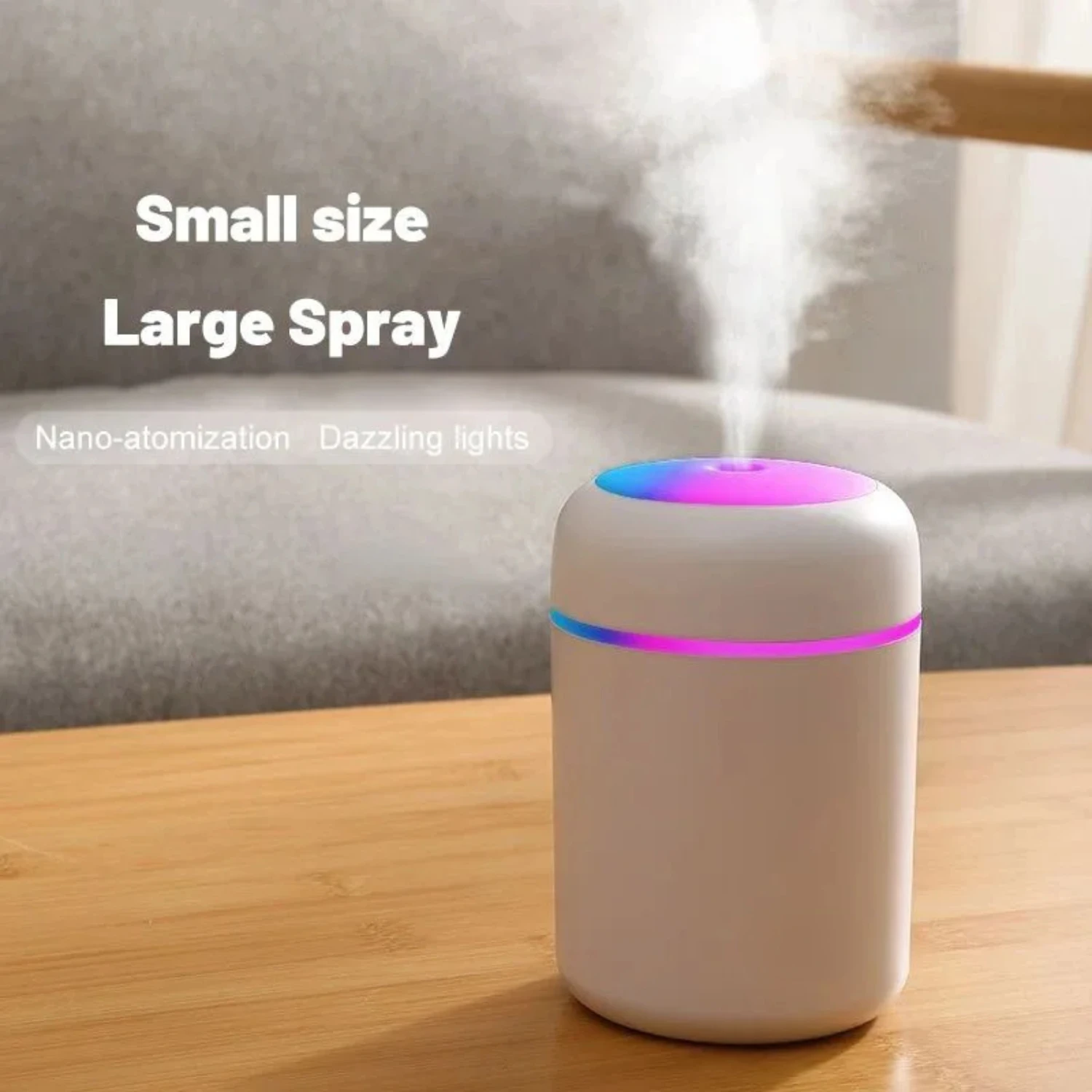 Ideal for Hotel - Mini Ultrasonic Atomizer USB Car Air Humidifier with Colorful LED Lamps and 300 ml Capacity, Portable Aromathe