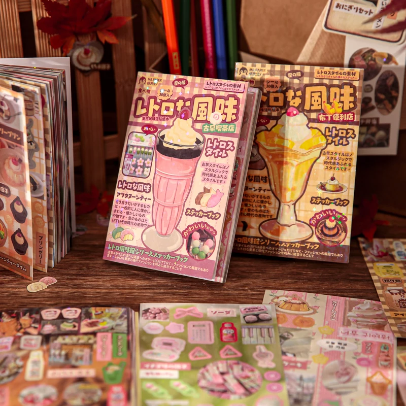 30 Sheets/Piece Cute Decorative Stickers Retro Journal Toploader Phone Sticker Book Gift School Stationery
