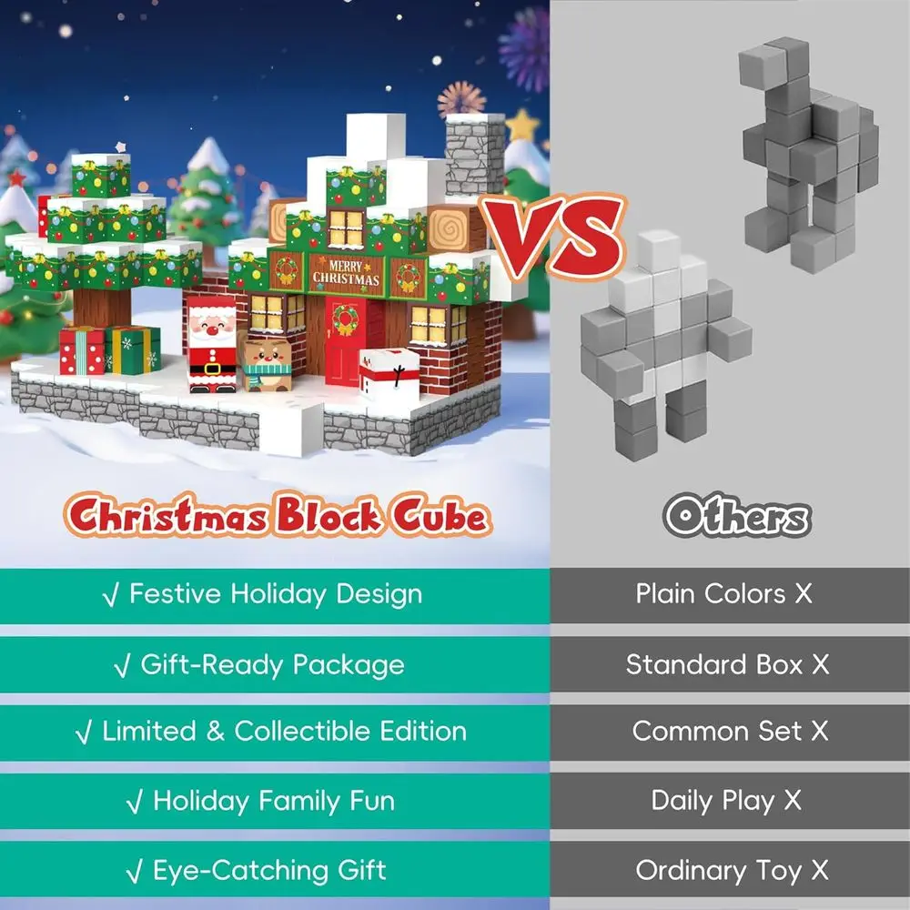 Juego de bloques de construcción magnéticos, juguetes STEM Montessori de 150 piezas para niños de 3 a 10 años, edición navideña