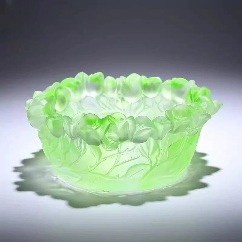 G148 intangible cultural heritage glazed pure handicrafts high-end candy jar fruit bowl dining table living room decoration