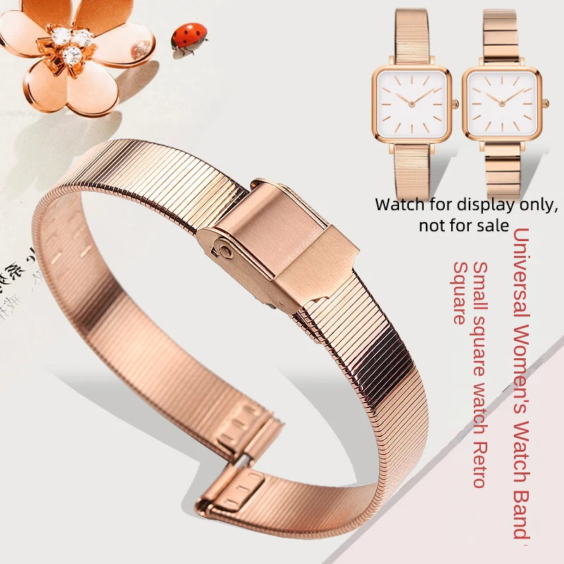 

Watch strap women's fine bracelet For DW strap QUADRO square piano 22x22MM dial stainless steel strap metal strap rose gold 10mm