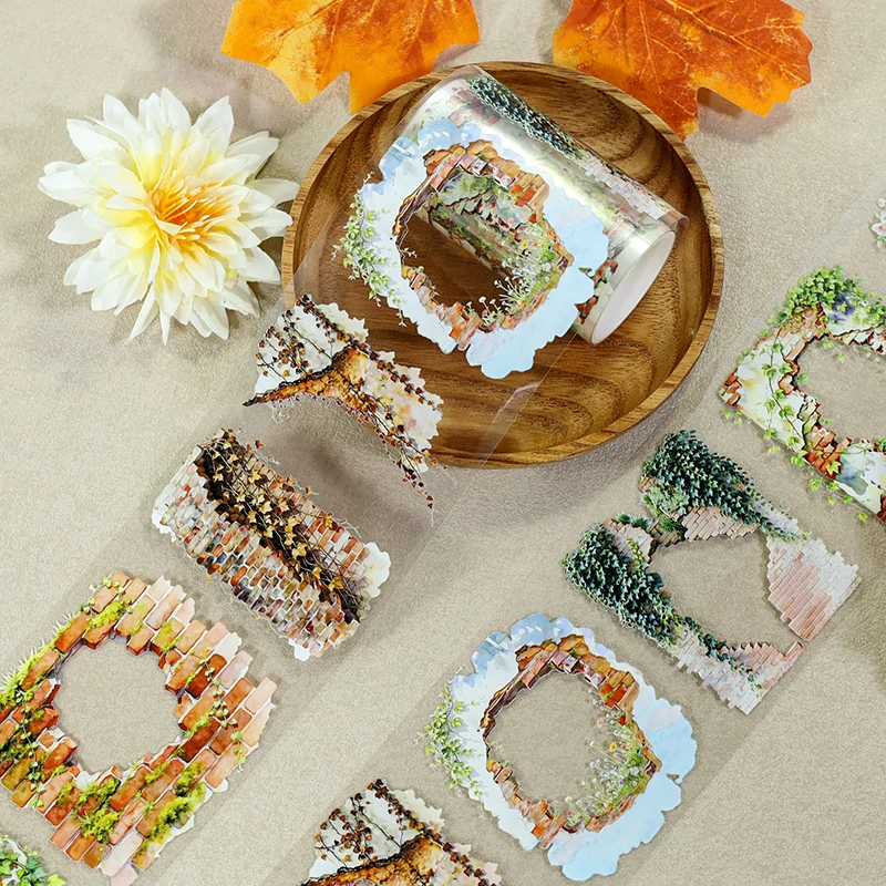 70mm*200cm Vintage Plant Flower Wall Border Landscape PET Tape Creative DIY Journal Material Collage Scrapbooking Stationery