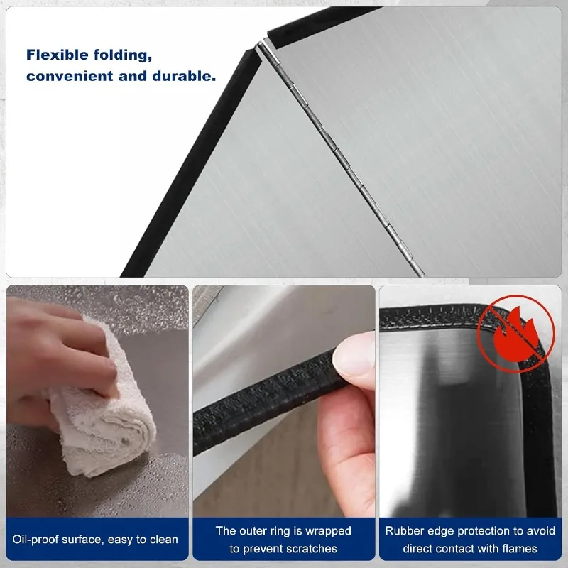 Stove Splash Guard Foldable Grease Oil Splatter Shield Kitchen Cooking Protector Heat Resistant Oil Barrier for GasStove Cooktop 3