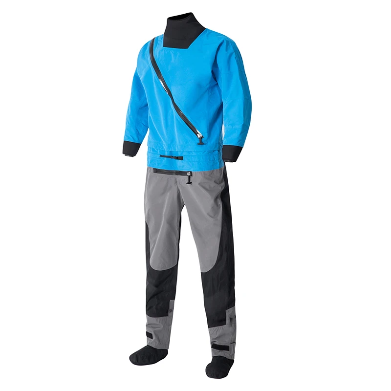 Men's waterproof three-layer fabric dry suit with latex neck and cuffs, kayak canoe wading suit, water sports wading suit