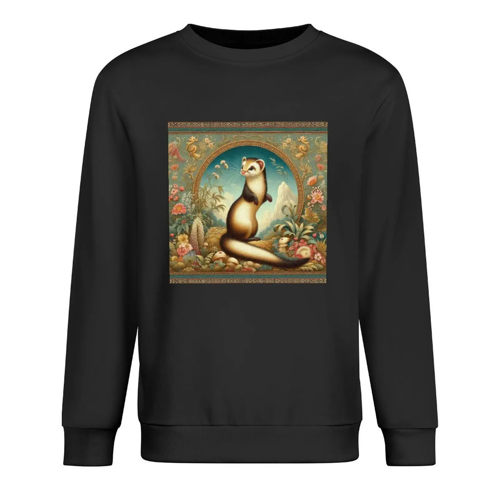 

Cute Weasel in Floral Garden Pullover korean autumn clothes men wear mens clothes men's coat sweatshirt male