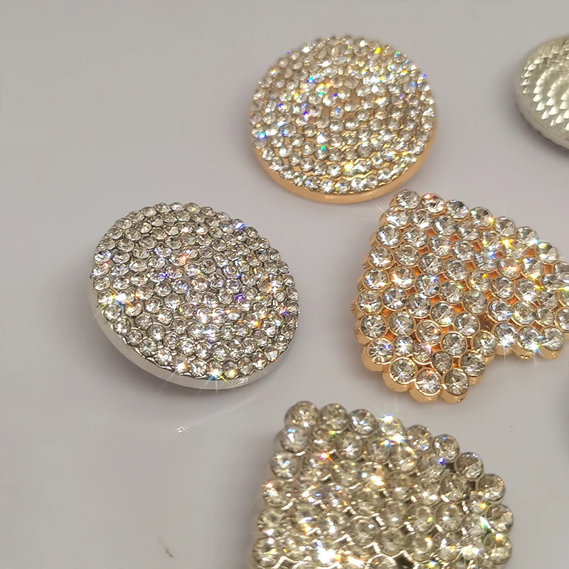 26/29MM Silver Gold Rhinestone Round Heart Large Metal Buttons Of Clothing Women Fashion Decor Button Sewing Apparel Accessories