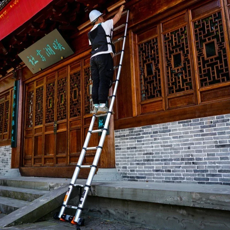 Aluminum Alloy Telescopic Ladder Straight Ladder Single-sided Ladder Folding One-word Ladder Lifting Project Ladder Thickening