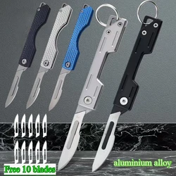 Hot selling aluminum alloy folding carving art knife, mini keychain, interchangeable blade, express unboxing knife