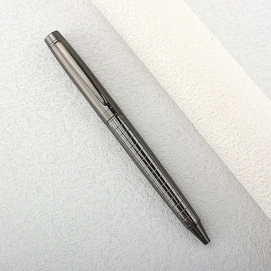 

Business Rotating Metal Gray Grid Ballpoint Pen High End Neutral Oil Pen