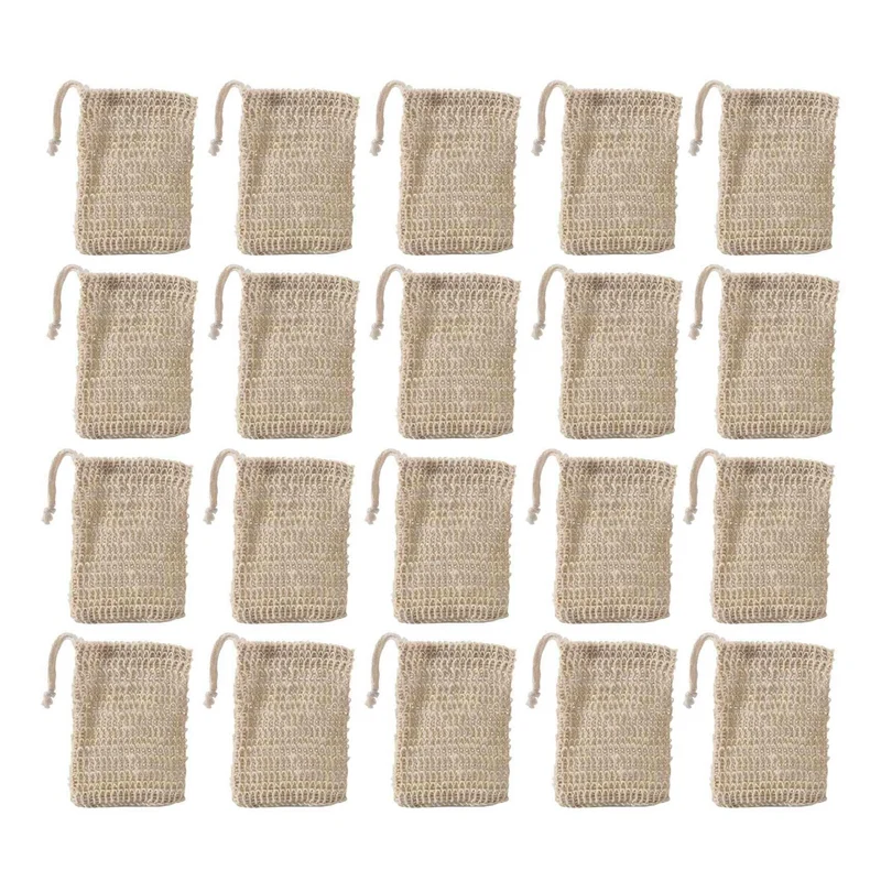 

150Pcs Shower Bath Sisal Soap Bag Natural Sisal Soap Bag Exfoliating Soap Saver Pouch Holder