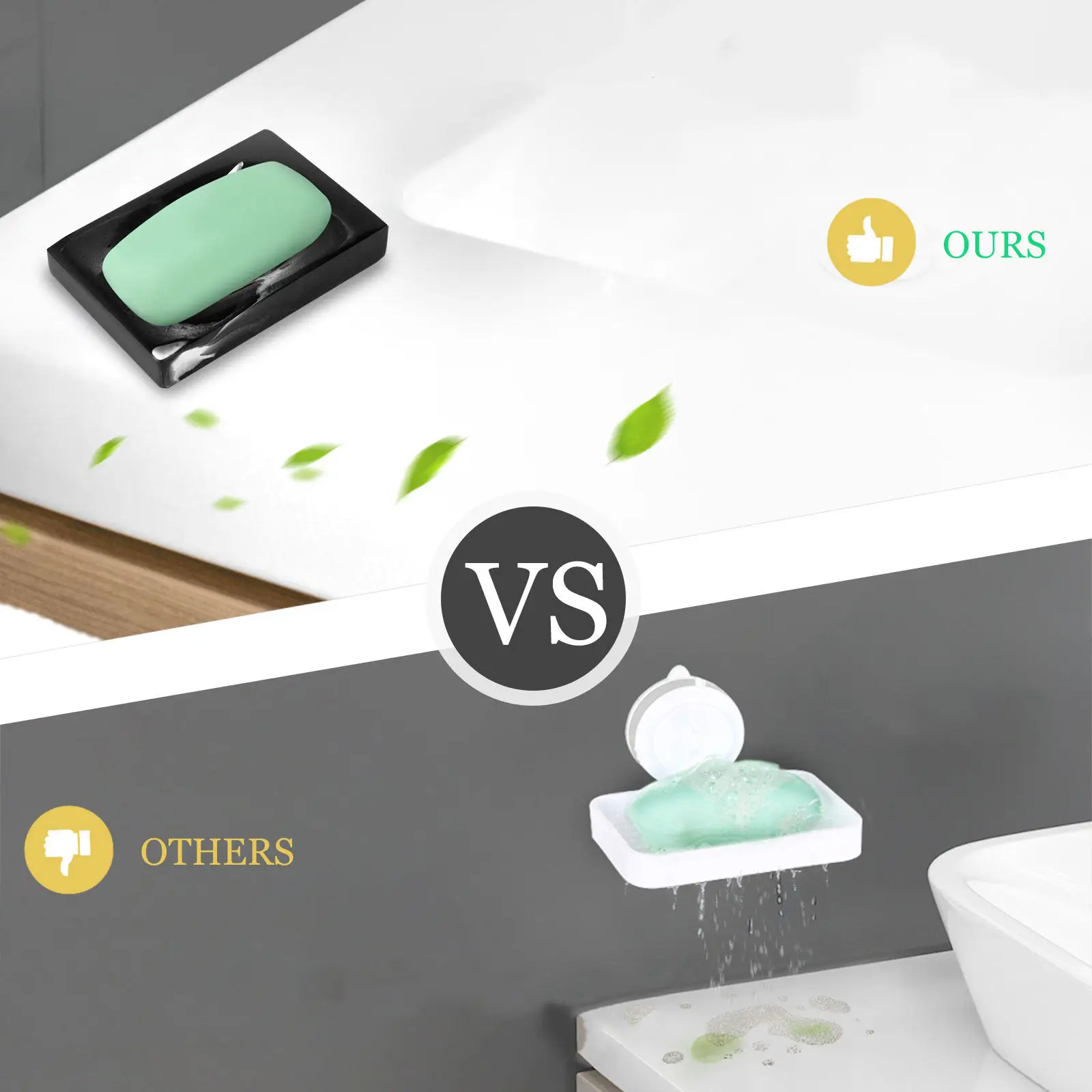

European Style Resin Soap Dish Tray Waterproof Scratch Proof Easy Clean Multi Purpose for Bathroom Kitchen Shower Holder