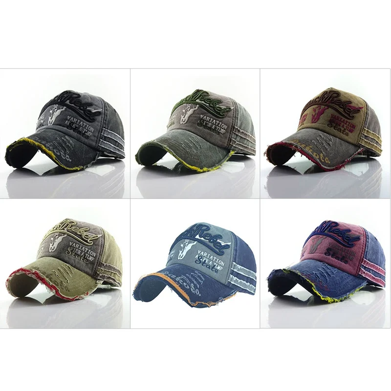 Vintage Baseball Cap Summer Hip Hop Washed Cotton Caps Men Fashion Embroidered Casquette Distressed Wearing Sun Hats Trucker Hat