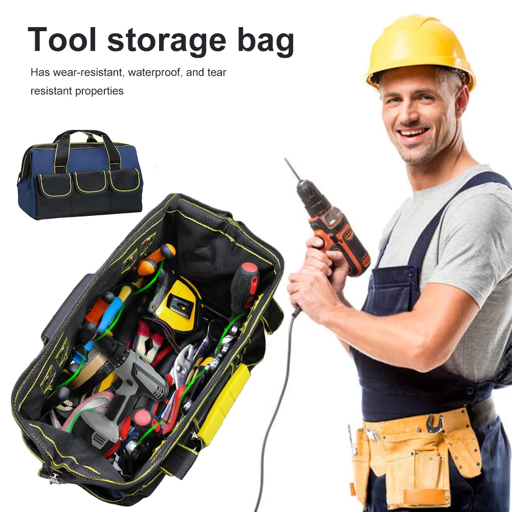 Bolsa de herramientas de tela Oxford 1680D, bolsa de almacenamiento impermeable resistente al desgaste, bolsas multifuncionales de electricista, bolsa de herramientas de trabajo de Hardware