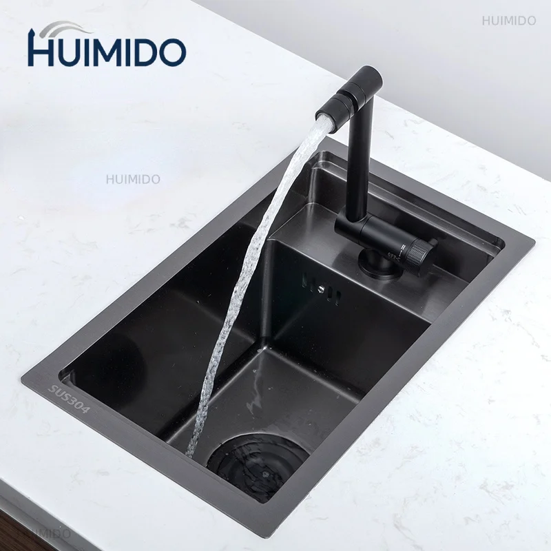 Black Kitchen sink Hidden Single bowl Bar Small Size  Stainless Steel Balcony  Concealed black kitchen