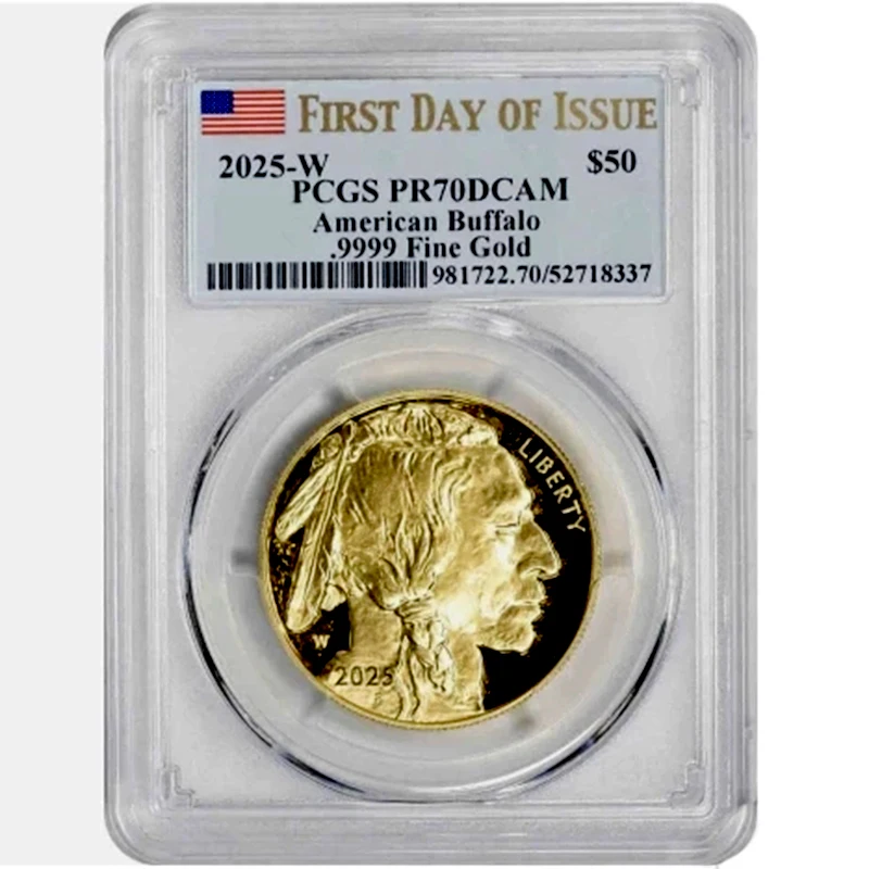 

2025-W $50 American Gold Buffalo Coin Sealed in Box PR70DCAM First Day of Issue PCGS Holder Case monedas