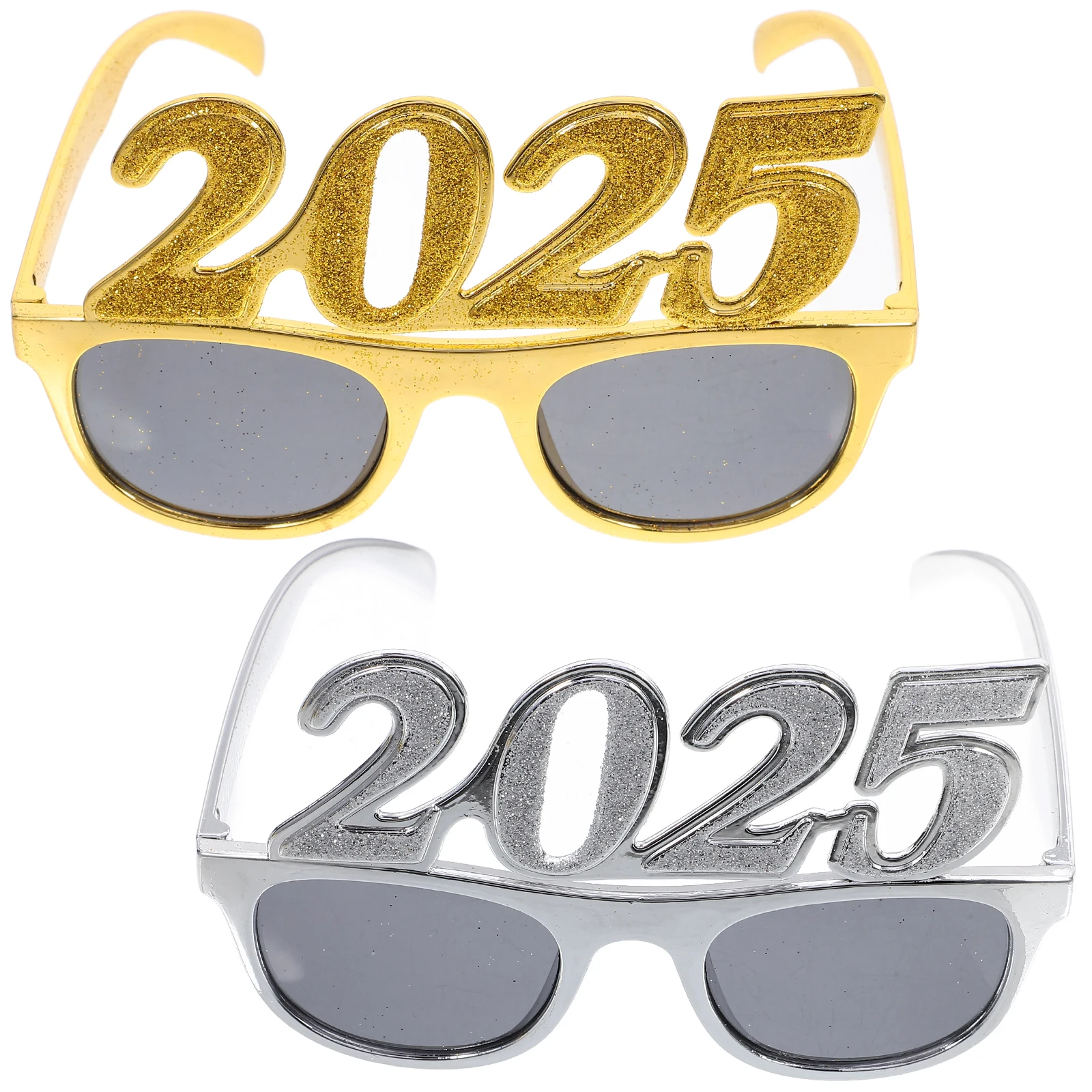 

2Pcs Glitter Funny Number Eyewear 2025 Party Photo Props New Year Eve Glasses Decors New Years Glasses Photo Props Party Eyewear