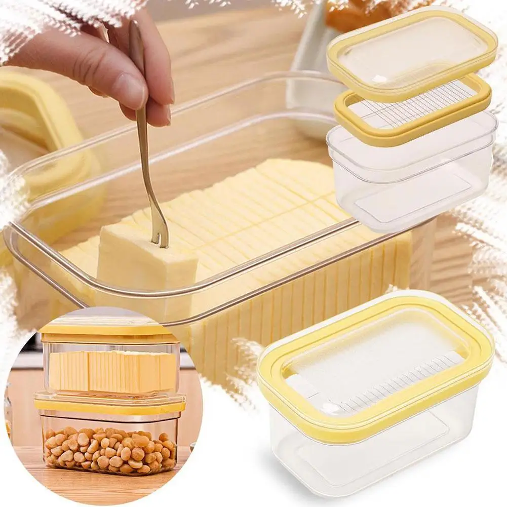 Butter Cutting Box Butter Cutter Refrigerator Crisper Container Storage Seal With Lid Butter Splitting Box Storage Box