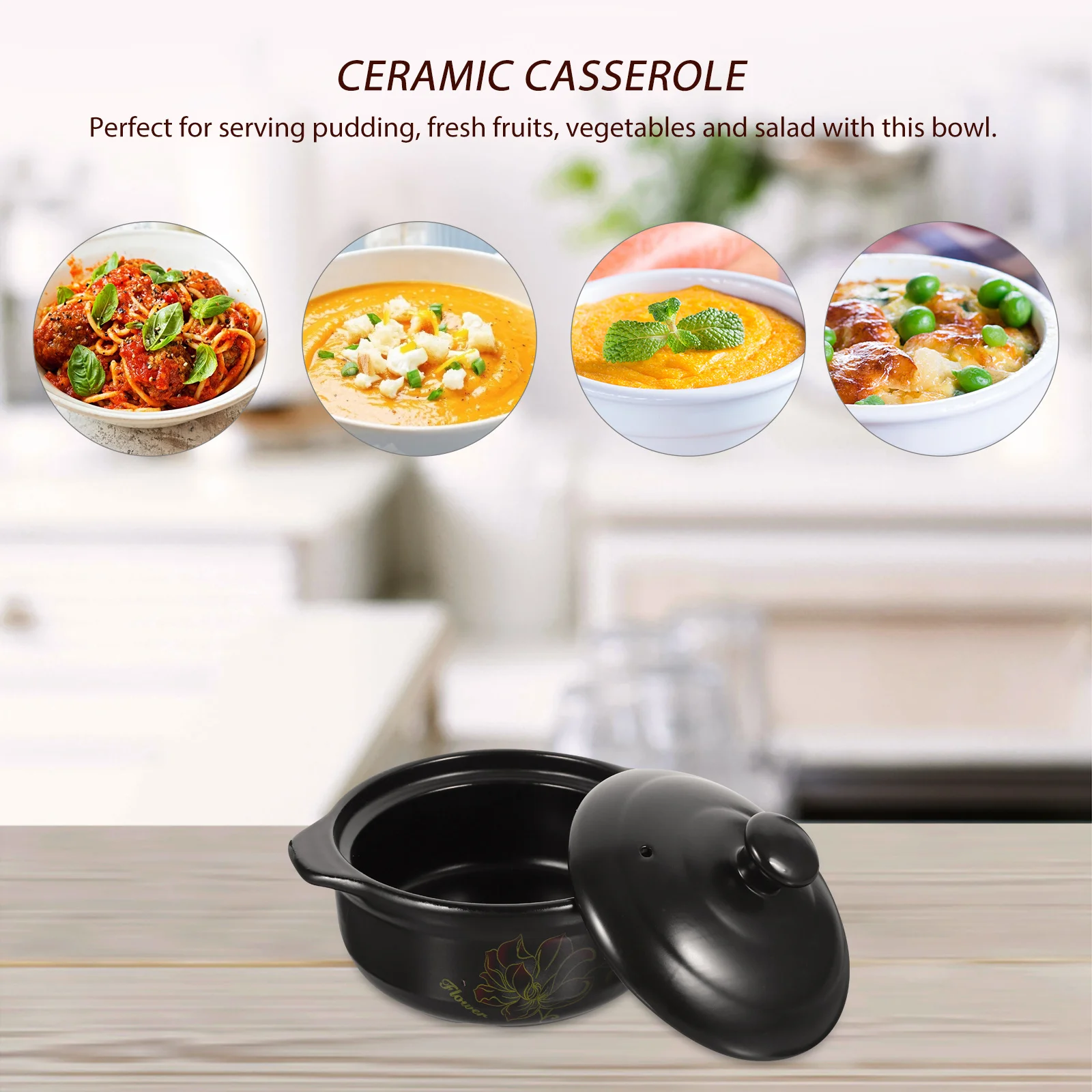 

Chicken Soup Stewing Pot Braised Chicken Casserole High-Temp Resistant Ceramic Pot Smooth Surface Strong Practicability Daily