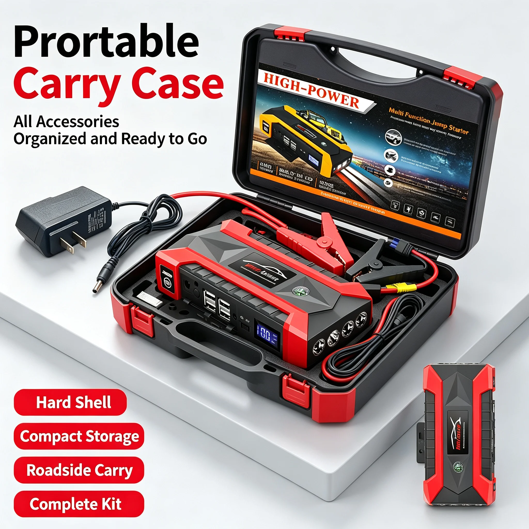 Car Jump Starter Portable Power Bank 89800mAh 12V Petrol Diesel Emergency Starting Device Fast Charging Battery With Air Pump