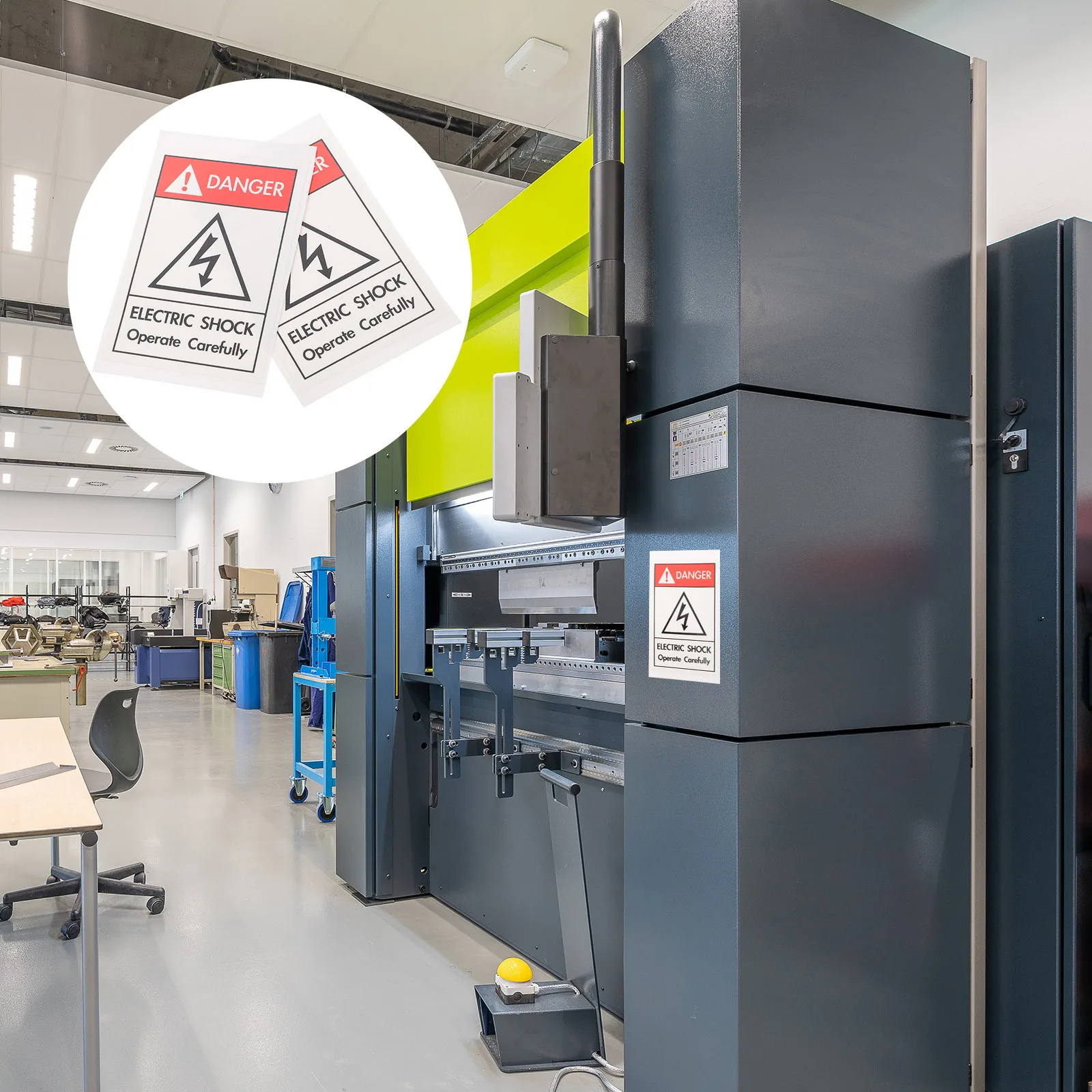 6Pcs Warning Signs Safety Stickers Dangerous Zone Keep Clear Signs Security Warning Safety Stickers for Home Office Construction