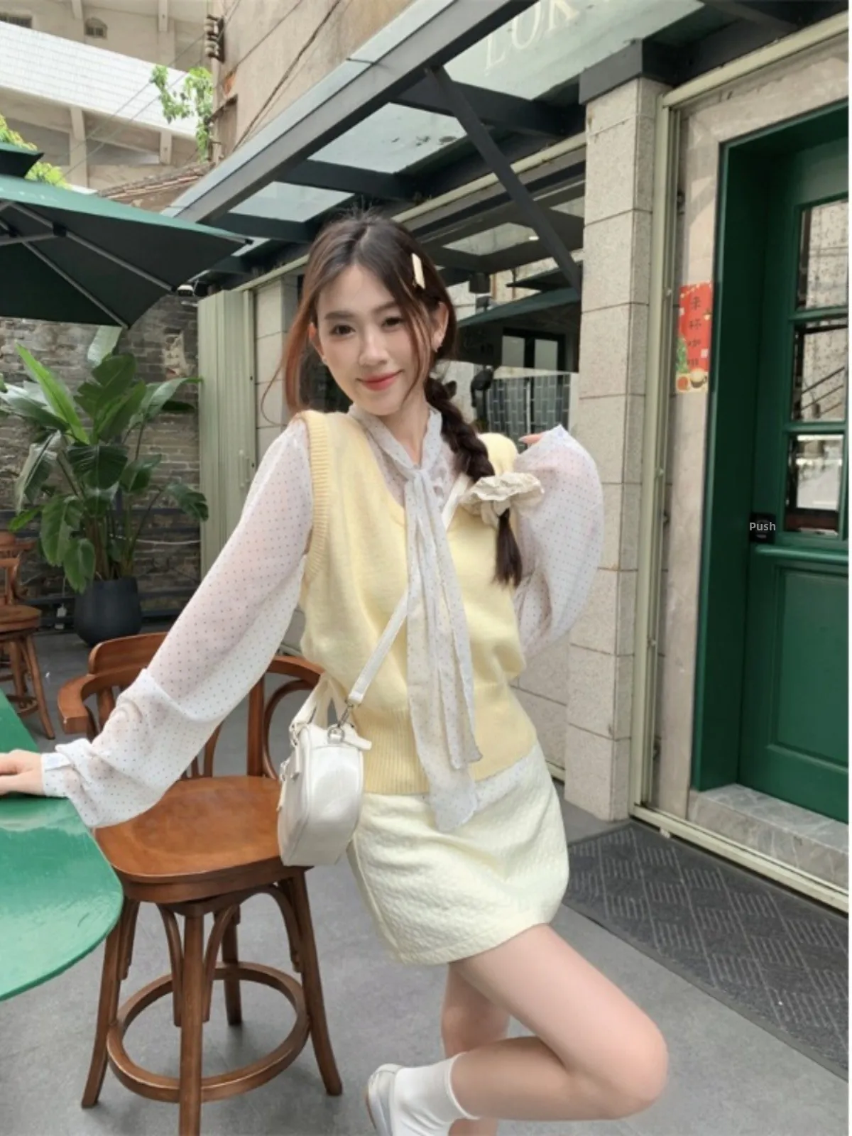 

Женский вязаный комплект из двух предметов Sweet Sle: мягкий, уютный, в клетку, с узлом, для ранней весны, омолаживающий, для многослойного ношения