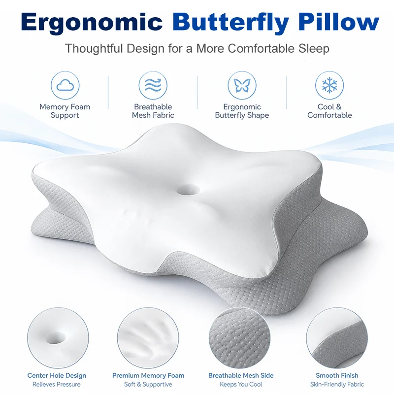 Sleep Cervical Pillow, Ergonomic Zoned Contour Design, Suitable for Side Sleepers,   Back and Stomach Sleepers,Cooling Support