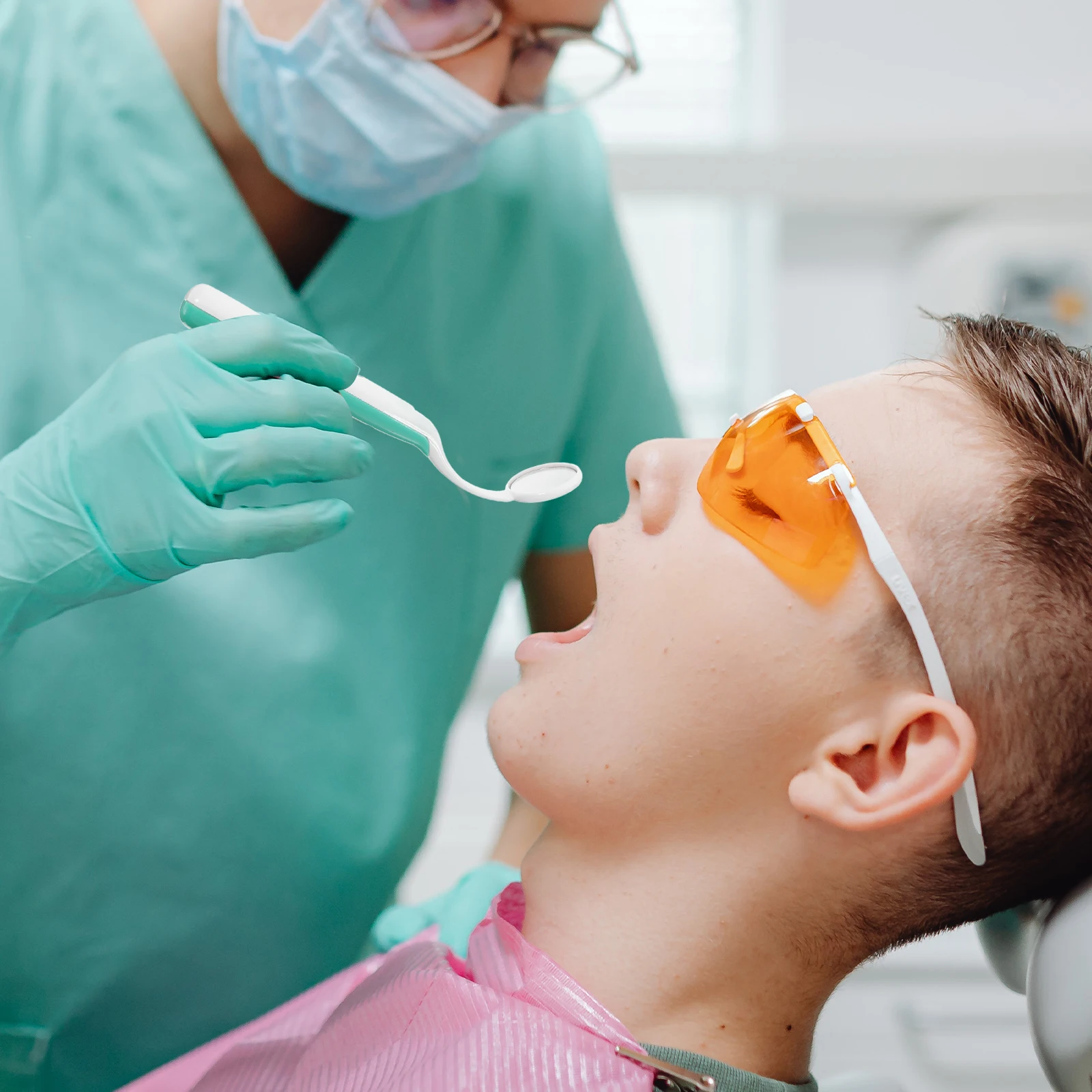 LED 口鏡グリーン防曇歯科ツール歯検査明るい口腔鏡プラスチックスペキュラム耐食性