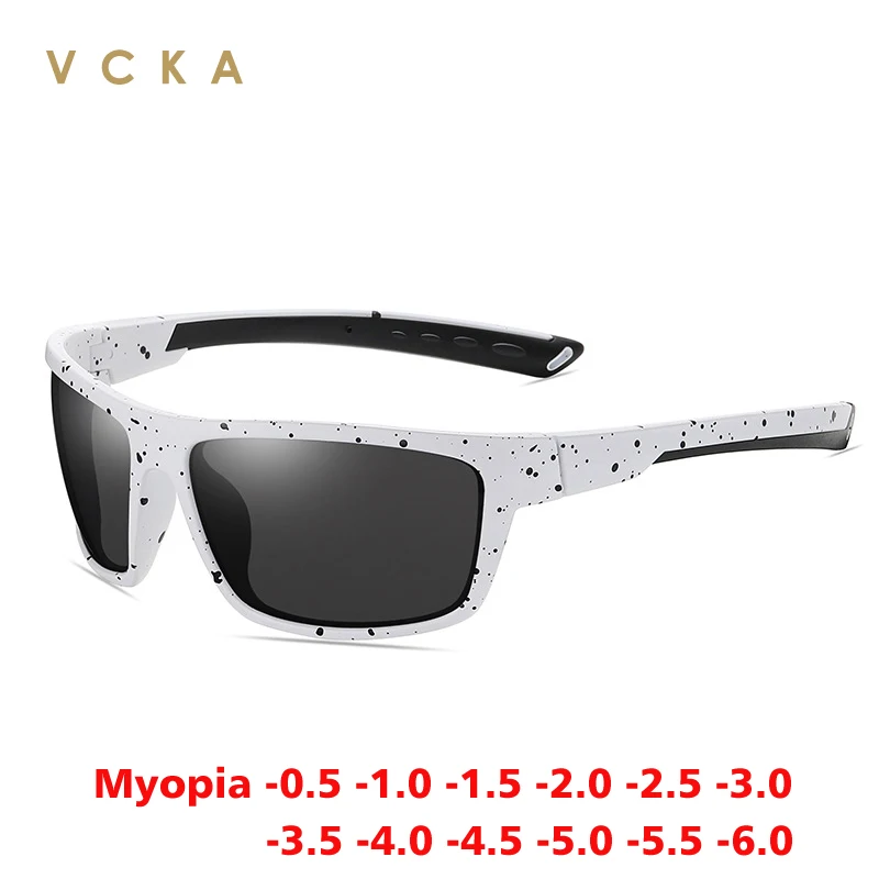 VCKA Men Myopia Sunglasses TR90 Polarized Fashion Goggles Driving Prescription Eyewear Custom Prescription Glasses -0.50 to -6.0