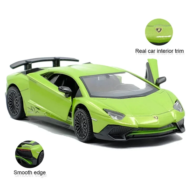 1:36 Aventador LP750-4 coche deportivo aleación Diecast modelo de coche de juguete con retroceso para niños regalos colección de juguetes F234