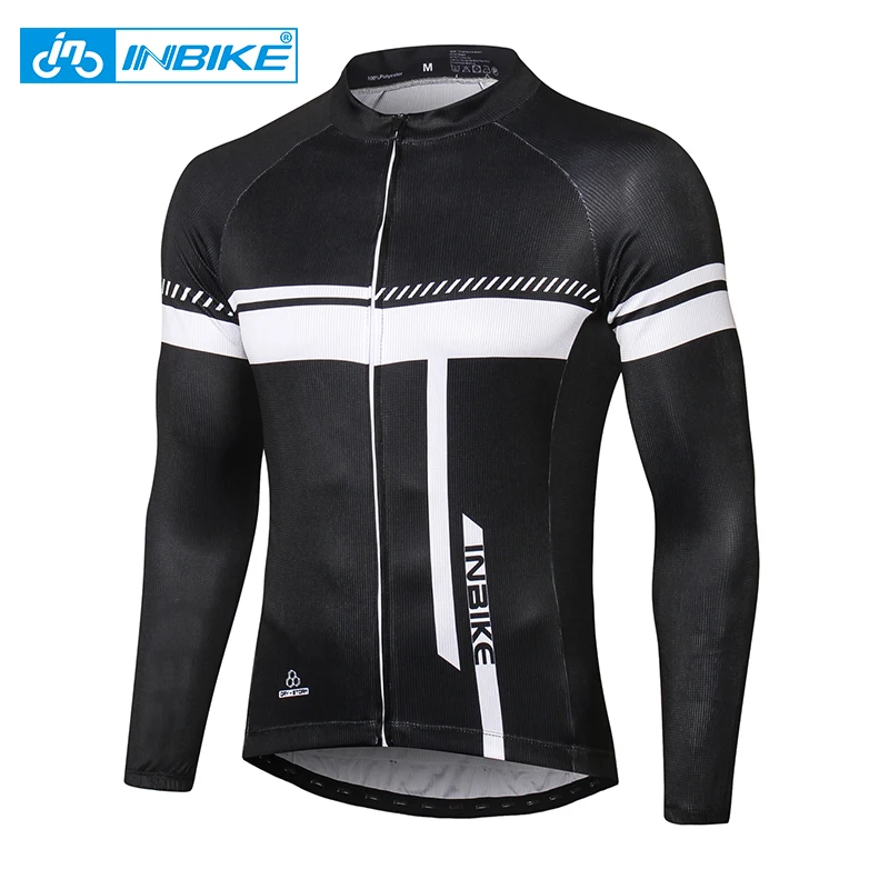 INBIKE Long Sleeves Cycling Jersey Men's Bike Jersey Biking Riding Bike MTB Shirts Moisture Wicking Clothing with Rear Pockets