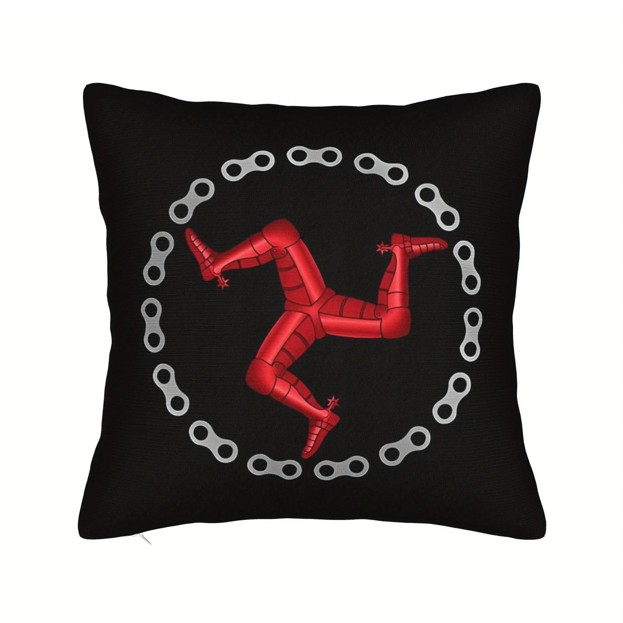 Red Triskelion Pillow Case, Isle of Man Symbol Cushion Cover, Celtic Mythology Art Home Decor Throw Pillow Slipcover for Sofa