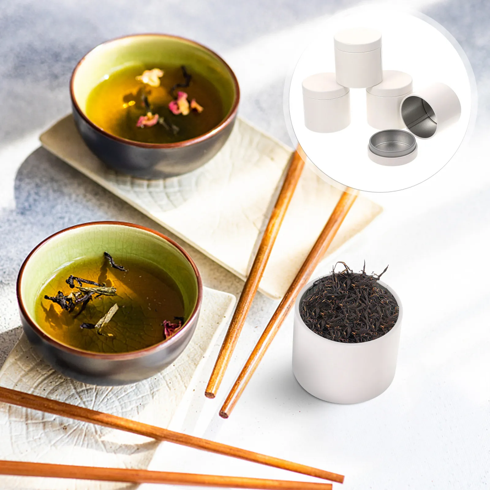 

Набор из 5 круглых жестяных банок для чая, конфет, закусок, украшений – прочные металлические контейнеры для хранения с герметичной крышкой