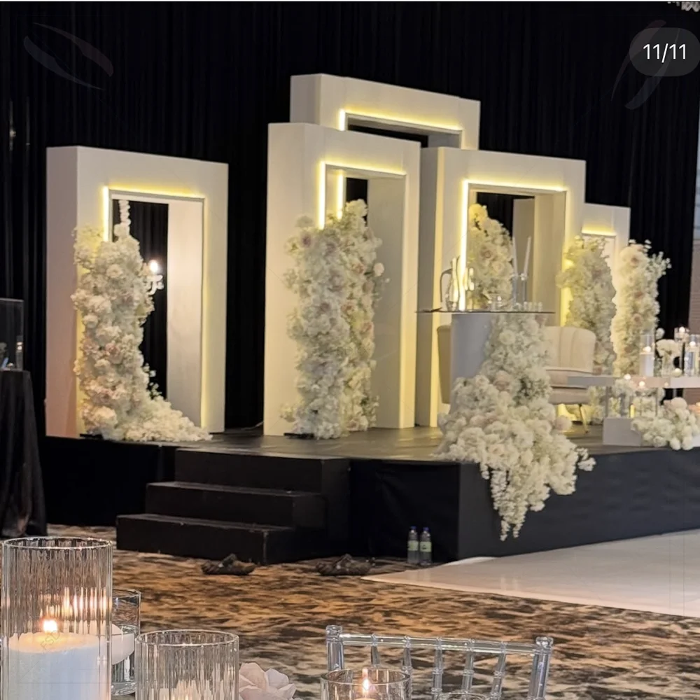 FSDKX High Quality LED Wedding Arch Backdrop 3D PVC Backdrop for More Event Ceremony Backdrop Stand for Wedding Events