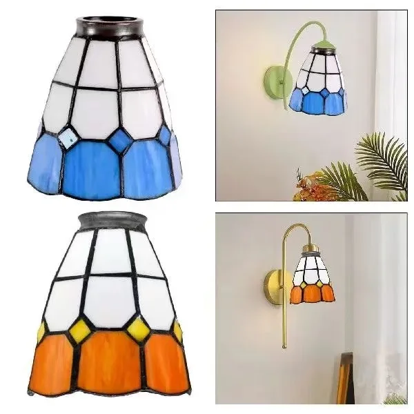 

Vintage Stained Glass Lampshade Replacement E27 Baroque Tiffany Style Table Lamp Living Room Bedroom Decor Ceiling Hanging Light