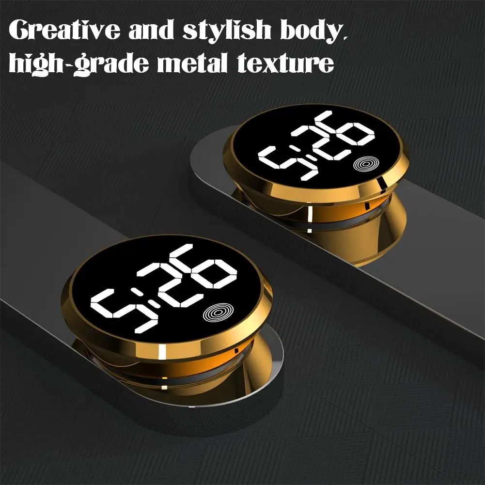LED fashion auto interior electronic clock ABS touch type circular luminous watch car console decoration accessories