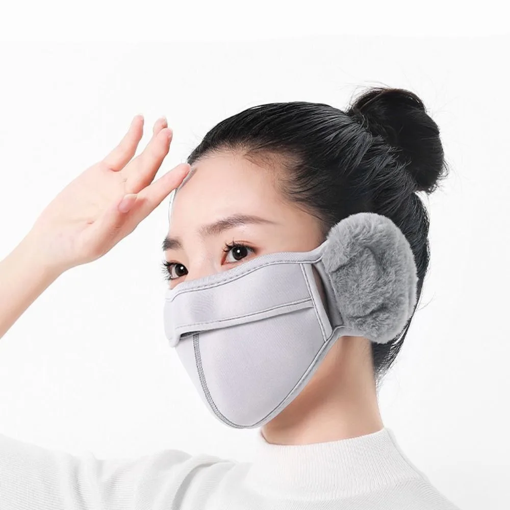 Breathable Fleece Earmuffs Mask Windproof Thermal Earflap Wrap Mask Dustproof Ear Warmer Earflap Winter Mask Male