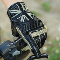 Retro Genuine Leather Motorcycle Gloves Unisex Outdoor Riding Protective Motocross Driving Gloves Touch Screen Size:S-3XL