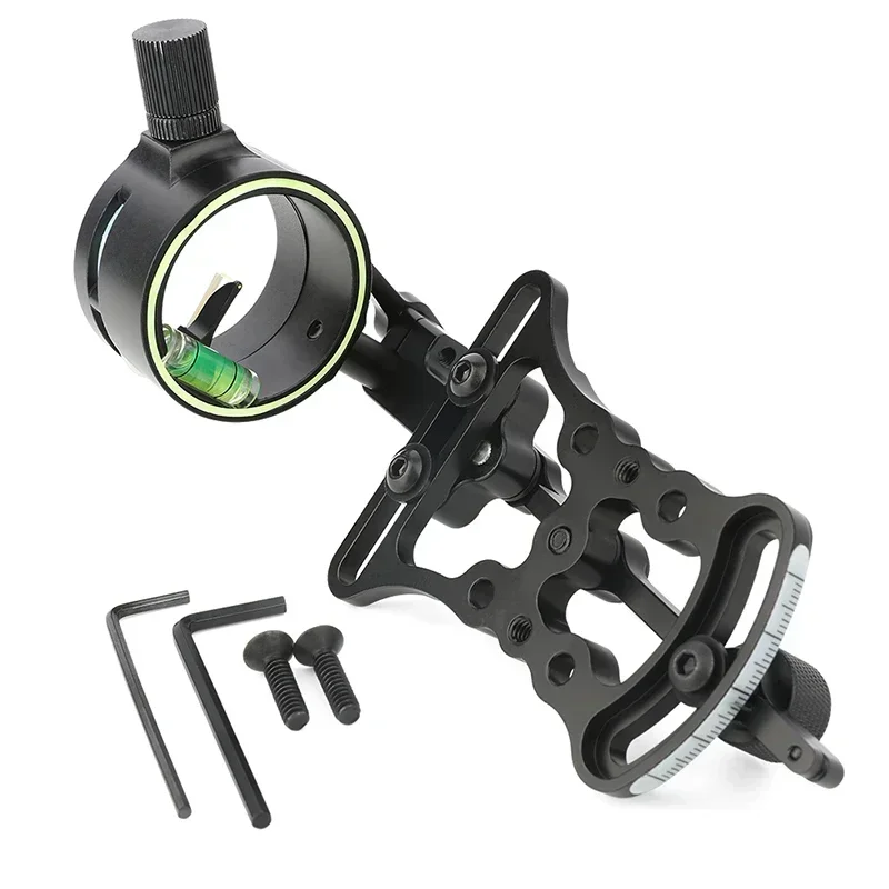 Archery Compound Bow Sight 1 Pin 0.019inch Optical Fiber Micro Adjustable Compound Bow Shooting Hunting Accessories