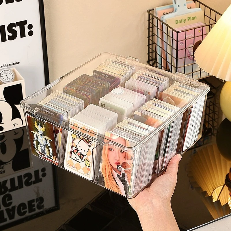 Multifunctional Acrylic Card Storage Box Display Card Case Kpop Photocard Organizer Compartment Card Case Protector Container