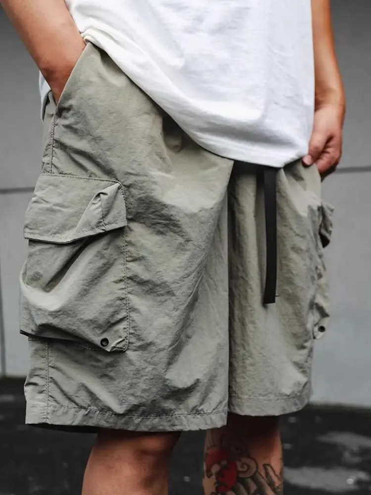 

Large Size Qui Dry Waterproof Men's Workwear orts Summer Trendy Loose Casual Knee-Length Five-Point Pants Straight Leg