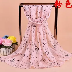 Spring/Summer New Women's 150cm * 50cm Music Symbol Long Chiffon Scarf Women's Printed Chiffon