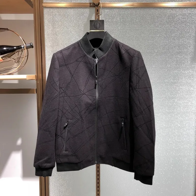 

Thiened Autumn Winter New Sle Deep Purple Red Cotton Inner Jaet Coat for Men Faion Urban Sle Long Sve Stand Collar