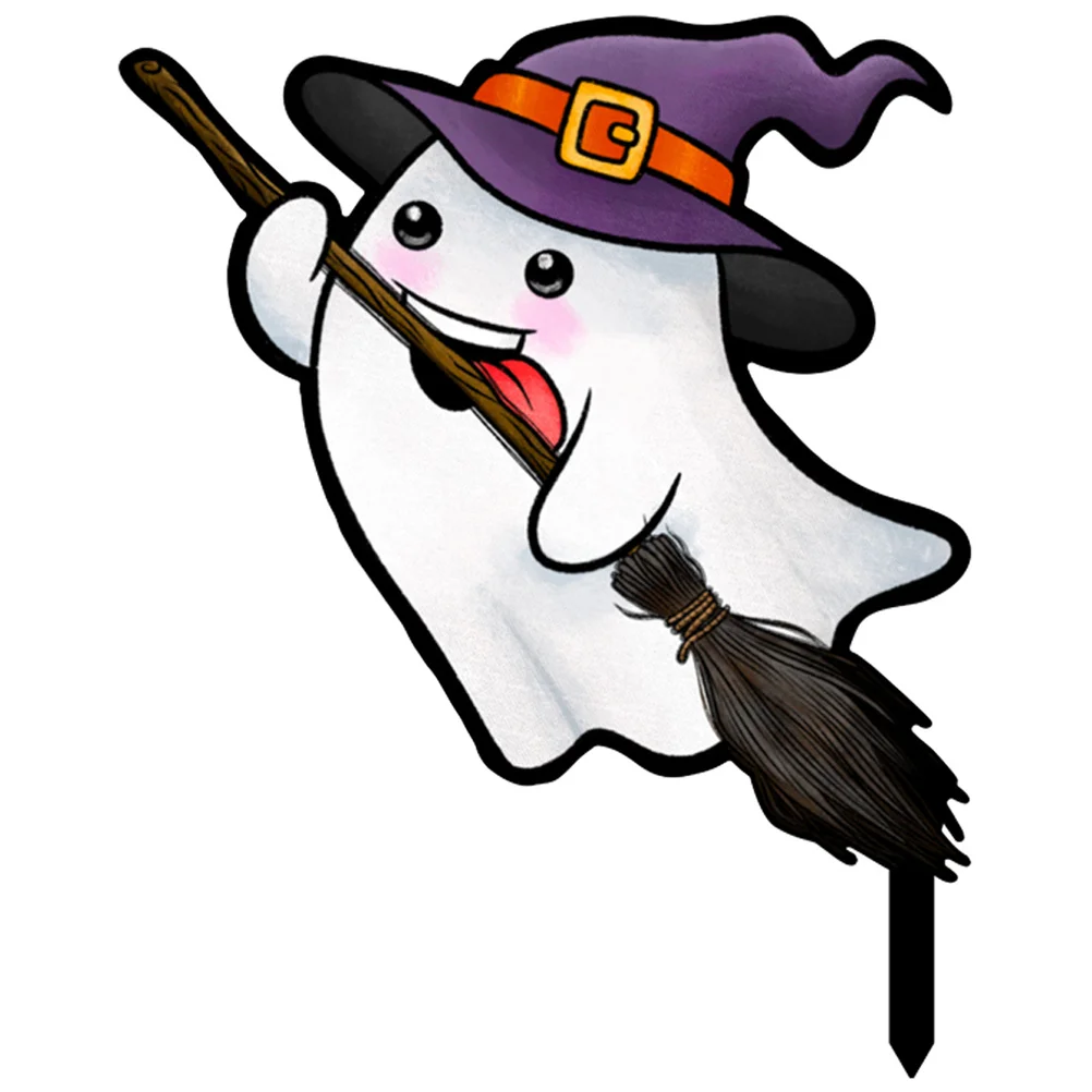 

Ghost Decoration Card Insert Halloween Props Outdoor Yard Garden Stakes Sign Decorations Lawn