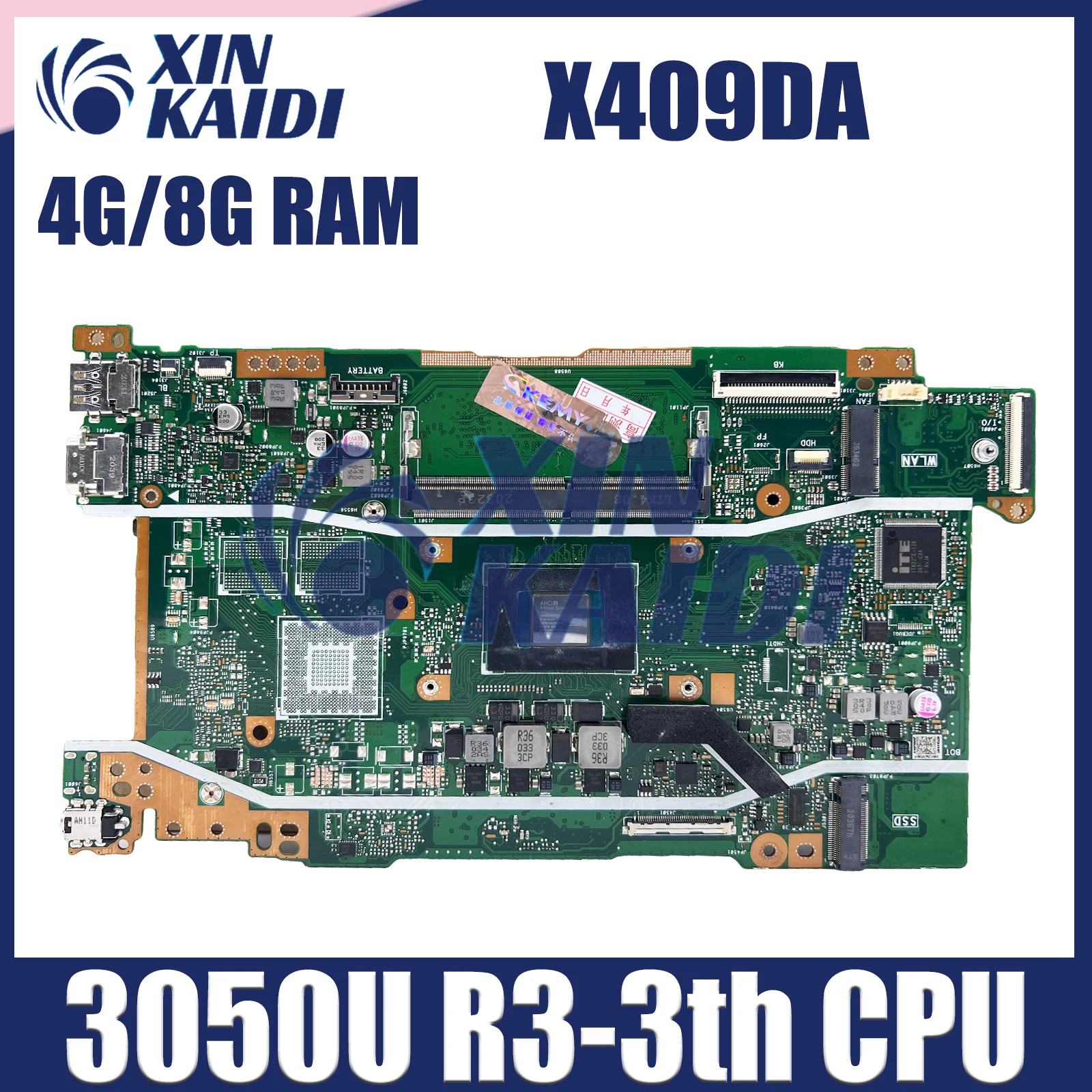 

Laptop Motherboard For ASUS X409DA X509DA X509DL D409DA D509DA M409DA X409DL Computer Mainboard with 3050U R3-3th CPU 4G 8G RAM