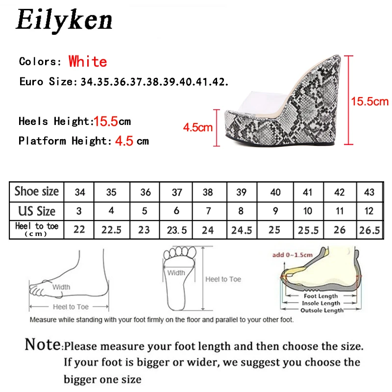 Eilyken Summer PVC Transparent Peep Toe Animal Prints Platform Wedges Women Slippers Sandals Fashion High Heels Female Shoes