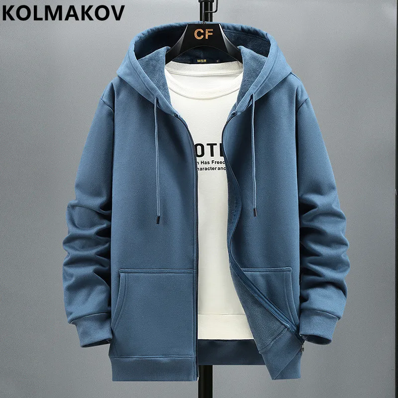 2023 Spring and Autumn New Men\'s Classic Fashion Solid Color Hooded Coat Men\'s Thickened Warm Large Size High-Quality Jacket